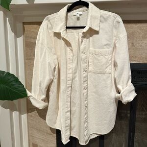 Nordstrom BP Ivory Corduroy Button Down Shirt Shacket